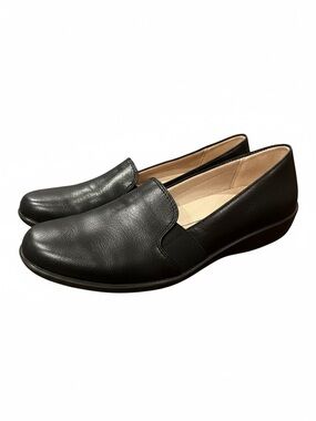 Life Stride Black Slip-On Leather-Look Loafers